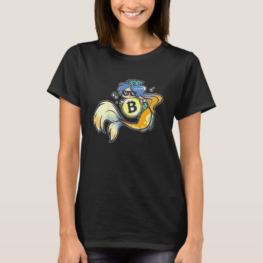 Kids Bitcoin Mermaid with Sunglasses Cool Sea Anim Tシャツ (正面)