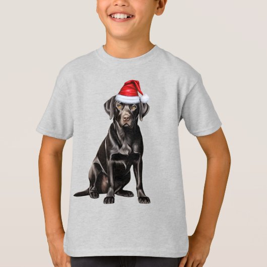 Kids Black Labrador Dog Lover Funny Christmas Tシャツ (正面)
