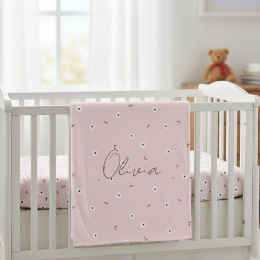 Kids' Blanket with Pink Daisies - Delicate Design フリースブランケット