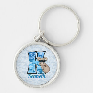 Kid's Blue Koala Monogram Letter K キーホルダー