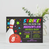 Kids Bowling Strike Birthday Party Invitation 招待状 (スタンド正面)