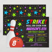 Kids Bowling Strike Birthday Party Invitation 招待状 (正面/裏面)