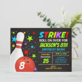 Kids Bowling Strike Birthday Party Invitation 招待状 (スタンド正面)