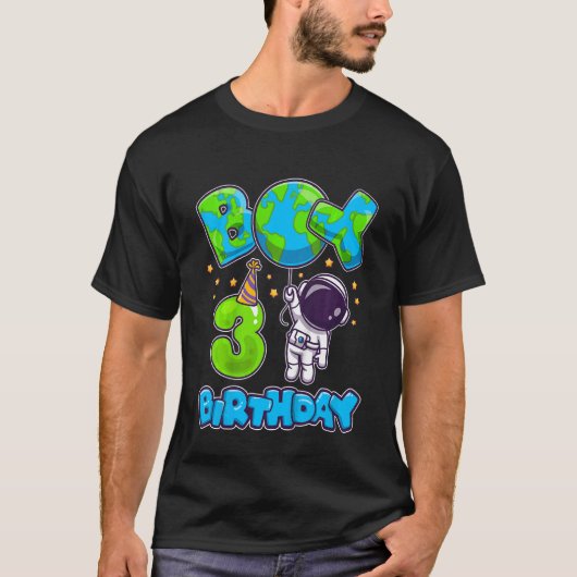 Kids Boy 3rd誕生日誕生日宇宙飛行士Boy 3年 Tシャツ (正面)