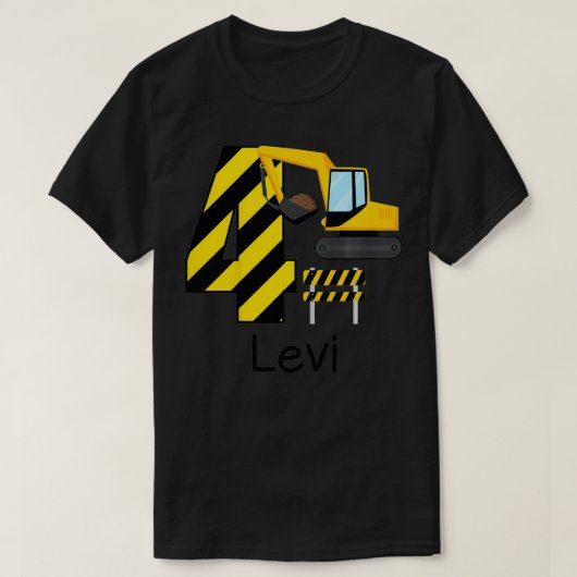 Kids Boys Construction 4th Birthday Levi 4 Years O Tシャツ (デザイン正面)