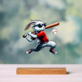 Kids Boys Happy Easter Bunny Playing Baseball East アクリルサイン (ニュートラル)