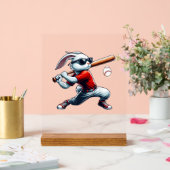Kids Boys Happy Easter Bunny Playing Baseball East アクリルサイン (ウェディング)