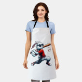 Kids Boys Happy Easter Bunny Playing Baseball East エプロン (着用した状態)