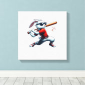 Kids Boys Happy Easter Bunny Playing Baseball East キャンバスプリント (インサイチュ (ウッドフロア))