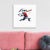 Kids Boys Happy Easter Bunny Playing Baseball East キャンバスプリント (インサイチュ (リビング))