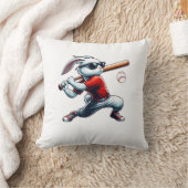 Kids Boys Happy Easter Bunny Playing Baseball East クッション (ブランケット)