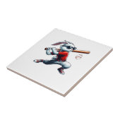 Kids Boys Happy Easter Bunny Playing Baseball East タイル (側面)