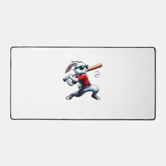 Kids Boys Happy Easter Bunny Playing Baseball East デスクマット (正面)