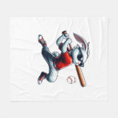 Kids Boys Happy Easter Bunny Playing Baseball East フリースブランケット (正面(横))