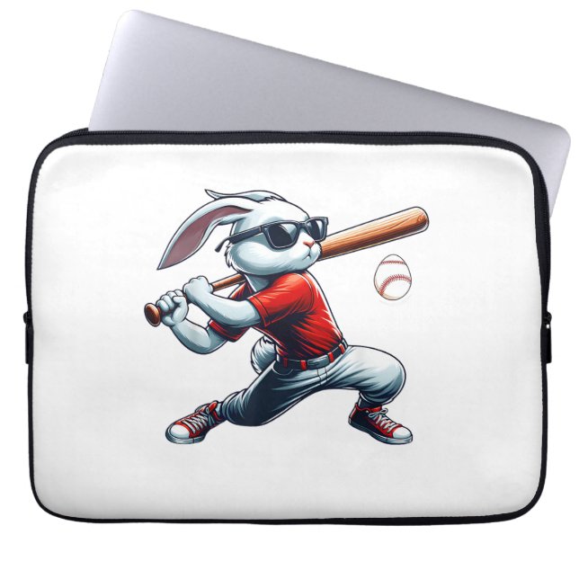 Kids Boys Happy Easter Bunny Playing Baseball East ラップトップスリーブ (正面)