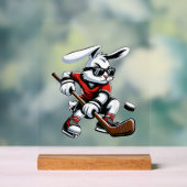 Kids Boys Happy Easter Bunny Playing Hockey Easter アクリルサイン (ニュートラル)