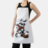 Kids Boys Happy Easter Bunny Playing Hockey Easter エプロン (インサイチュ)