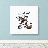 Kids Boys Happy Easter Bunny Playing Hockey Easter キャンバスプリント (インサイチュ (ウッドフロア))