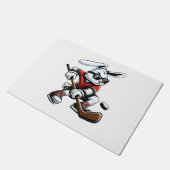 Kids Boys Happy Easter Bunny Playing Hockey Easter ドアマット (アングル)