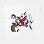 Kids Boys Happy Easter Bunny Playing Hockey Easter フリースブランケット (正面(横))