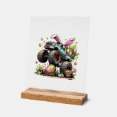Kids Boys Happy Easter Day Bunny Monster Truck Egg アクリルサイン (傾斜)