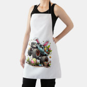 Kids Boys Happy Easter Day Bunny Monster Truck Egg エプロン (インサイチュ)