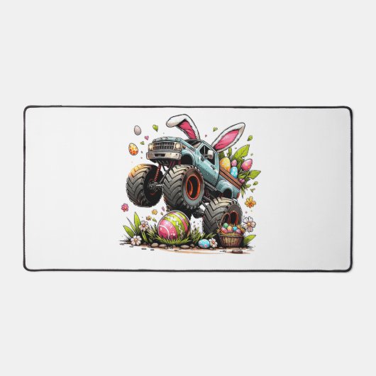 Kids Boys Happy Easter Day Bunny Monster Truck Egg デスクマット (正面)