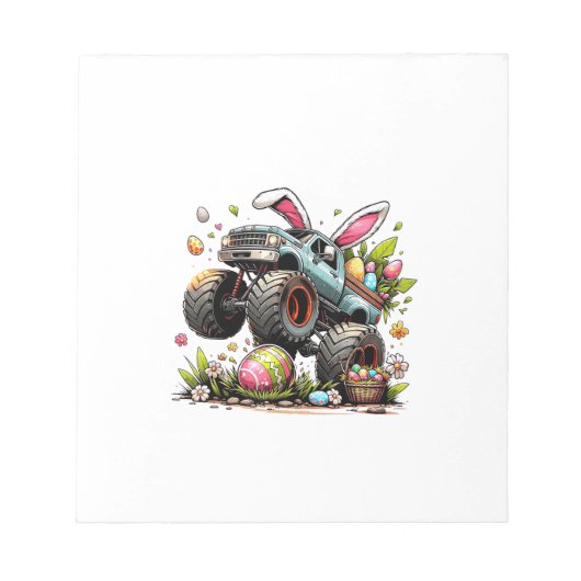 Kids Boys Happy Easter Day Bunny Monster Truck Egg ノートパッド (正面)