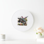 Kids Boys Happy Easter Day Bunny Monster Truck Egg ラージ壁時計 (ホーム)