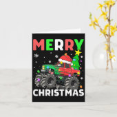 Kids Boys Merry Christmas Monster Truck Santa Hat  カード (黄色い花)