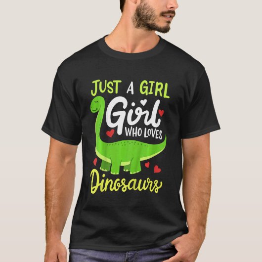 Kids Brachiosaurus Dinosaur Just a Girl Who Loves Tシャツ (正面)