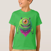Kids Bright Green Cyclops Monster Novelty Item Tシャツ (正面)