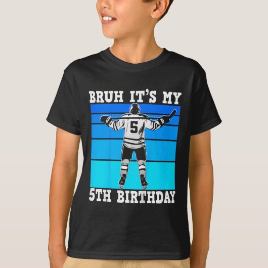 Kids Bruh It's My 5th Birthday Ice Hockey Boys 5 Y Tシャツ (正面)