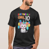 Kids Cat Birthday 10 Birthday Party Girls 10th Bir Tシャツ (正面)