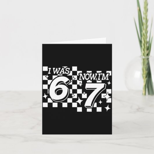 Kids Checkered I Was 6 Now Im 7 Birthday Seven Yea カード (正面)