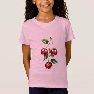 Kids' Cherry Illustration Cotton T-Shirt Tシャツ