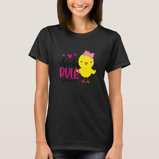 Kids Chicks Rule Cute Chicken Baby Chicken Happy E Tシャツ (正面)