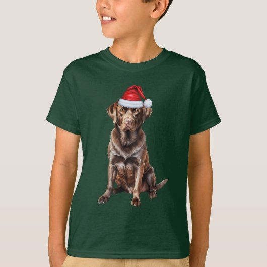 Kids Chocolate Labrador Dog Lover Funny Christmas Tシャツ (正面)