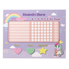 Kids Chore Board Unicornリストのメモ帳 ノートパッド