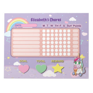 Kids Chore Board Unicornリストのメモ帳 ノートパッド