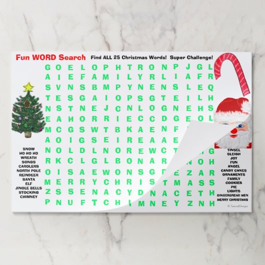 Kids Christmas 25 Word検索活動パズル ペーパーパッド (折り畳み)
