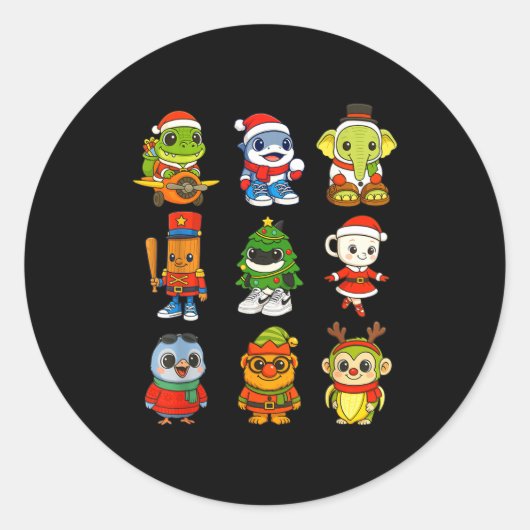 Kids Christmas Brainrot Pajama Boy Los Dicen Ai Ho ラウンドシール (正面)