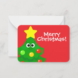 Kids Christmas Cartoon Christmas Tree ノートカード