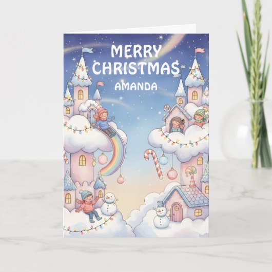 Kids Christmas Cloud Castle Magic シーズンカード (正面)