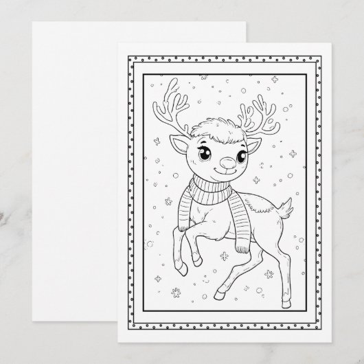 Kids Christmas Coloring Flat Note Card シーズンカード (正面/裏面)