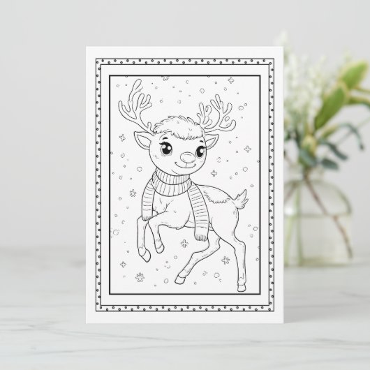 Kids Christmas Coloring Flat Note Card シーズンカード (スタンド正面)