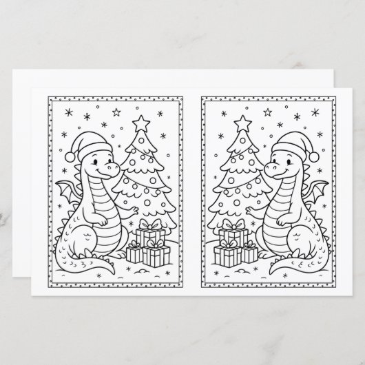 Kids Christmas Coloring Page Baby Dinosaur (正面/裏面)