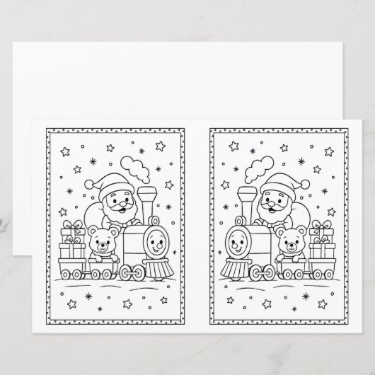 Kids Christmas Coloring Page Santa Train (正面/裏面)