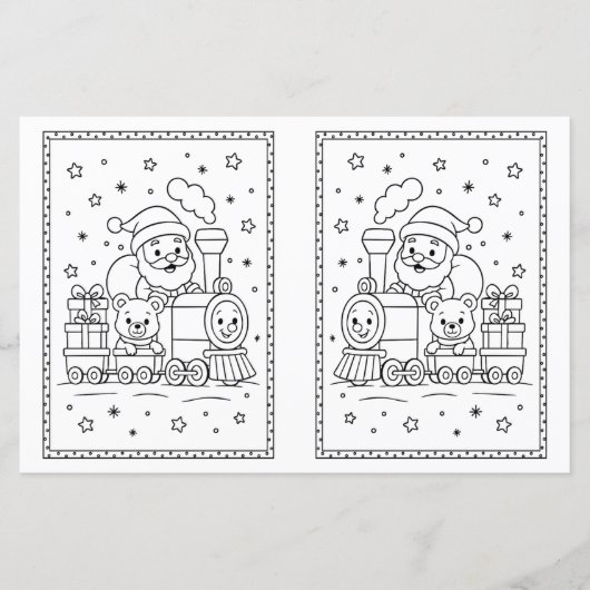 Kids Christmas Coloring Page Santa Train (正面)