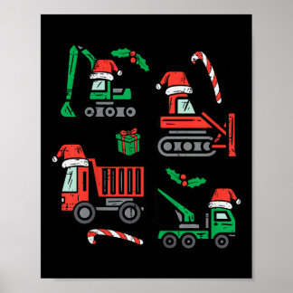 Kids Christmas Construction Vehicles Truck Xmas Bo ポスター